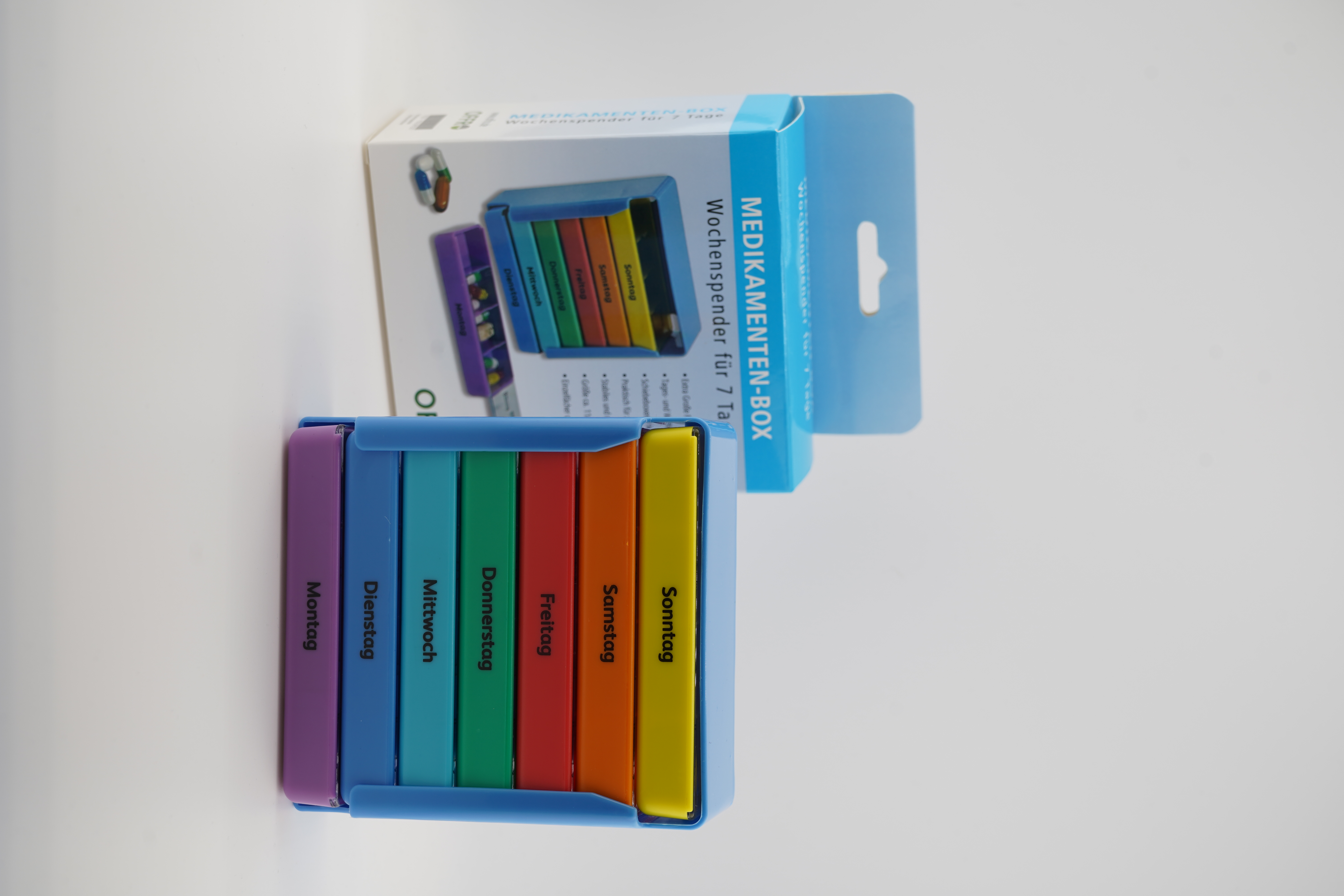 Pillenbox als Wochenspender für 7 Tage | Extragroß | Jeweils 4 Kammer | Bunt
