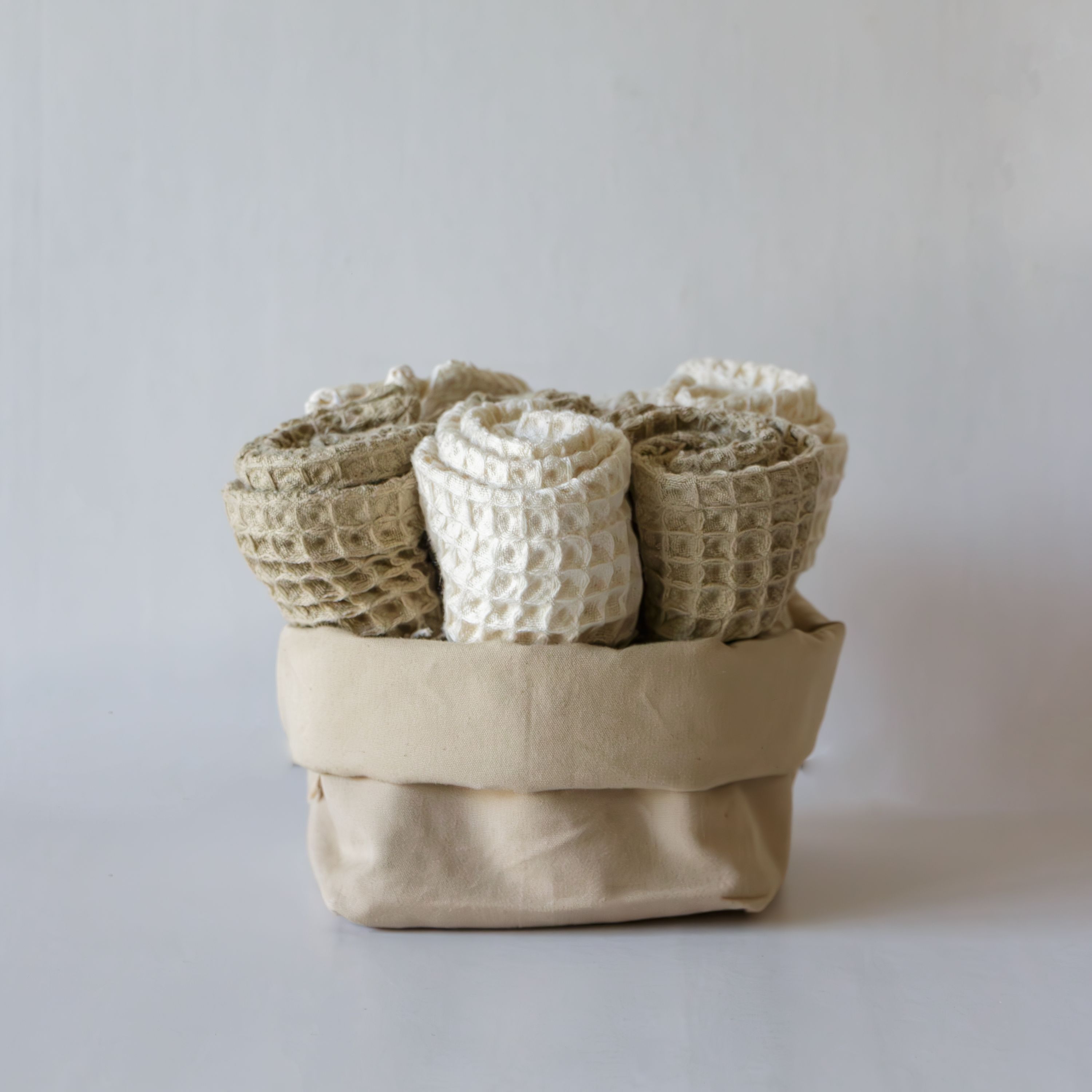 Baumwoll Gästetuch Waffelmuster im Beutel (6er Set)