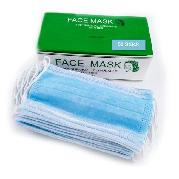 Atemschutz Maske Mundschutz  3-lagig | Typ II R | 50er Packung