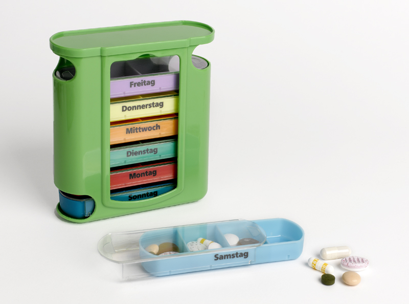 Pillenbox als Wochenspender für 7 Tage | Tagesboxen mit 4 Fächern